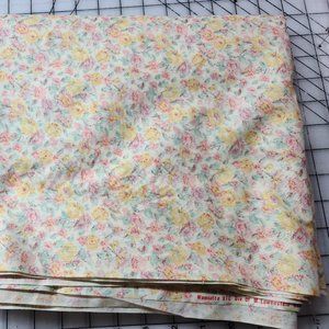 Wamsutta OTC M Lowenstein Fabric  Yellow/Pink Floral Vintage